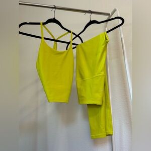 Old Navy Neon Yellow Active Powersoft Activewear Legging & Sports Bra Set